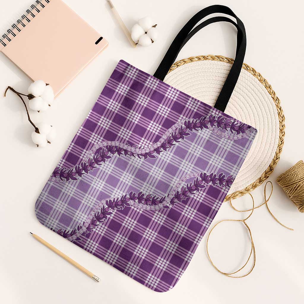 Violet Hawaii Palaka Tote Bag Hawaiian Pikake Lei