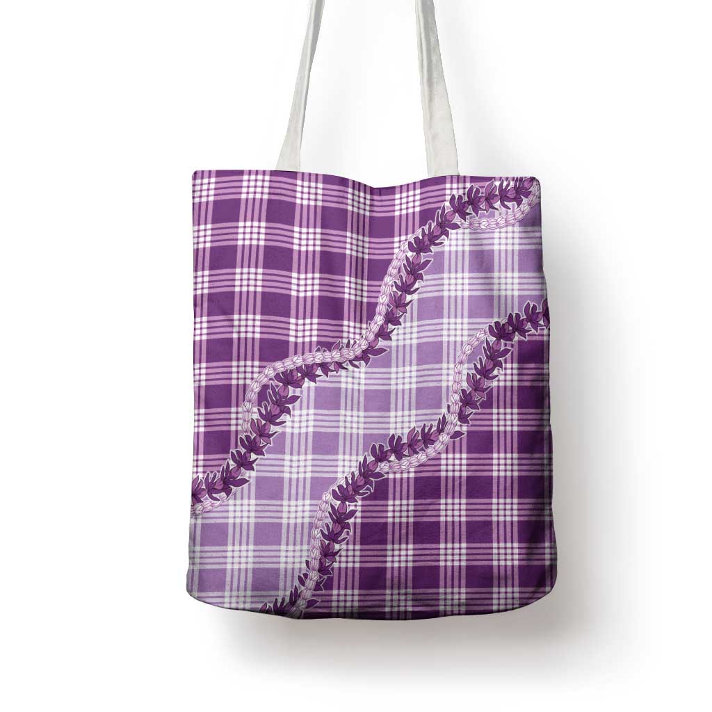 Violet Hawaii Palaka Tote Bag Hawaiian Pikake Lei