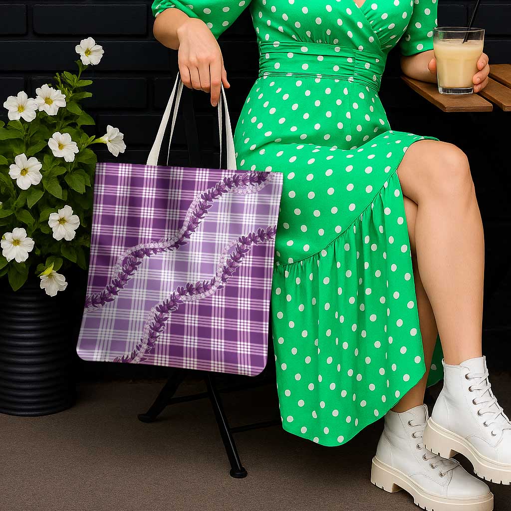 Violet Hawaii Palaka Tote Bag Hawaiian Pikake Lei