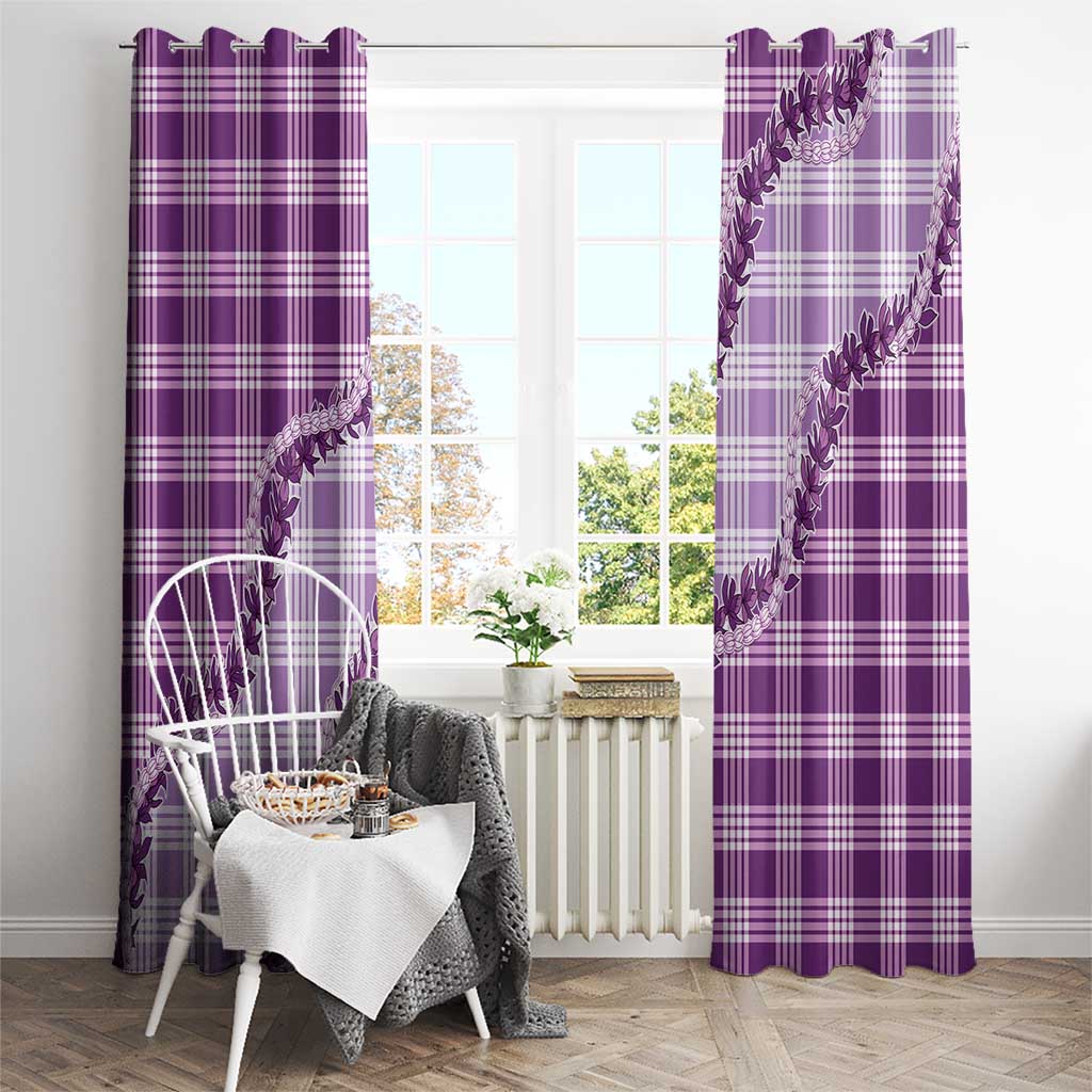 Violet Hawaii Palaka Window Curtain Hawaiian Pikake Lei
