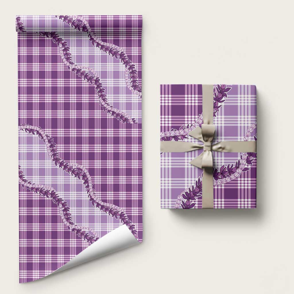 Violet Hawaii Palaka Wrapping Paper Hawaiian Pikake Lei