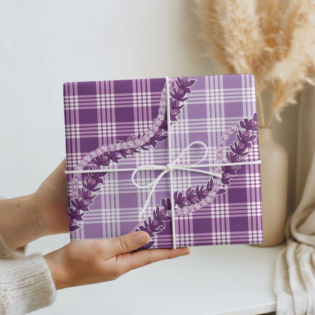 Violet Hawaii Palaka Wrapping Paper Hawaiian Pikake Lei