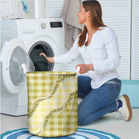 Yellow Hawaii Palaka Laundry Basket Hawaiian Pikake Lei