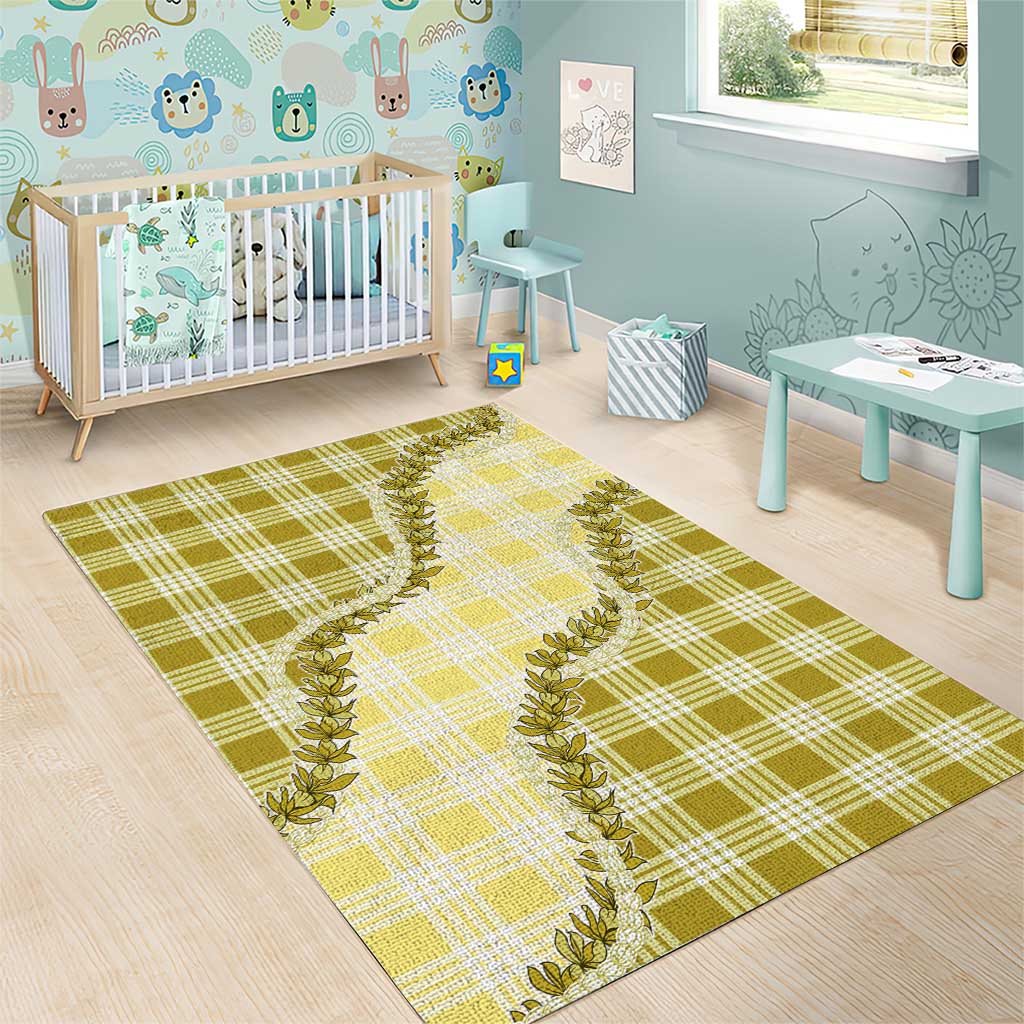 Yellow Hawaii Palaka Area Rug Hawaiian Pikake Lei