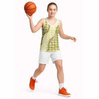 Yellow Hawaii Palaka Basketball Jersey Hawaiian Pikake Lei