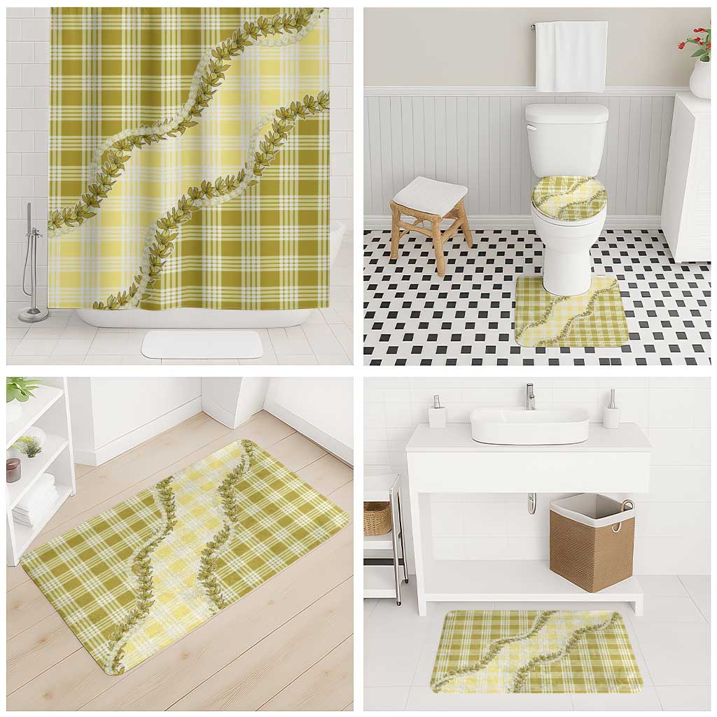Yellow Hawaii Palaka Bathroom Set Hawaiian Pikake Lei