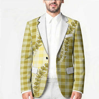 Yellow Hawaii Palaka Blazer Hawaiian Pikake Lei