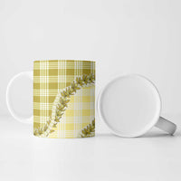 Yellow Hawaii Palaka Ceramic Mug Hawaiian Pikake Lei