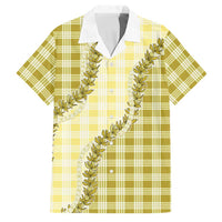 Yellow Hawaii Palaka Family Matching Summer Maxi Dress and Hawaiian Shirt Hawaiian Pikake Lei