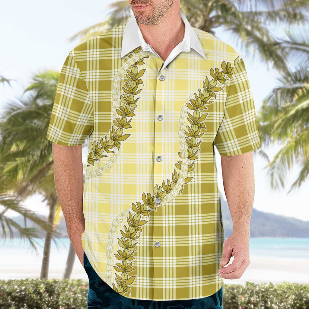 Yellow Hawaii Palaka Hawaiian Shirt Hawaiian Pikake Lei