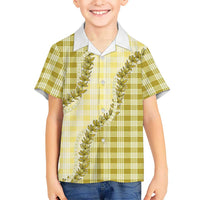Yellow Hawaii Palaka Hawaiian Shirt Hawaiian Pikake Lei