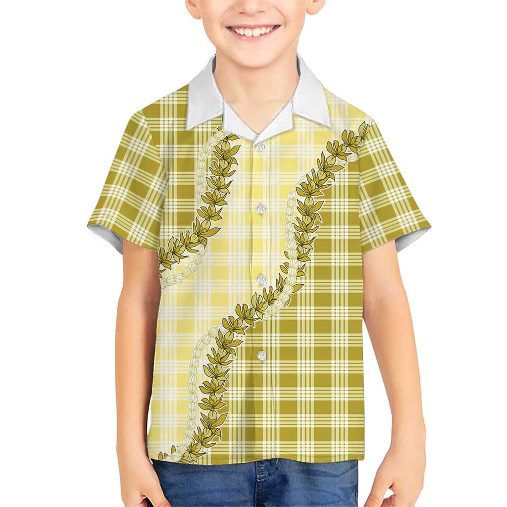 Yellow Hawaii Palaka Kid Hawaiian Shirt Hawaiian Pikake Lei LT05 Kid Yellow - Polynesian Pride