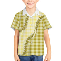 Yellow Hawaii Palaka Kid Hawaiian Shirt Hawaiian Pikake Lei LT05 Kid Yellow - Polynesian Pride