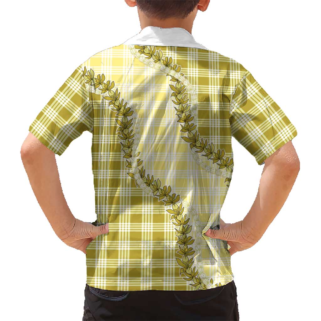 Yellow Hawaii Palaka Kid Hawaiian Shirt Hawaiian Pikake Lei LT05 - Polynesian Pride