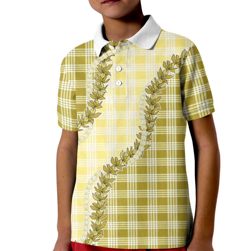 Yellow Hawaii Palaka Kid Polo Shirt Hawaiian Pikake Lei LT05 Kid Yellow - Polynesian Pride