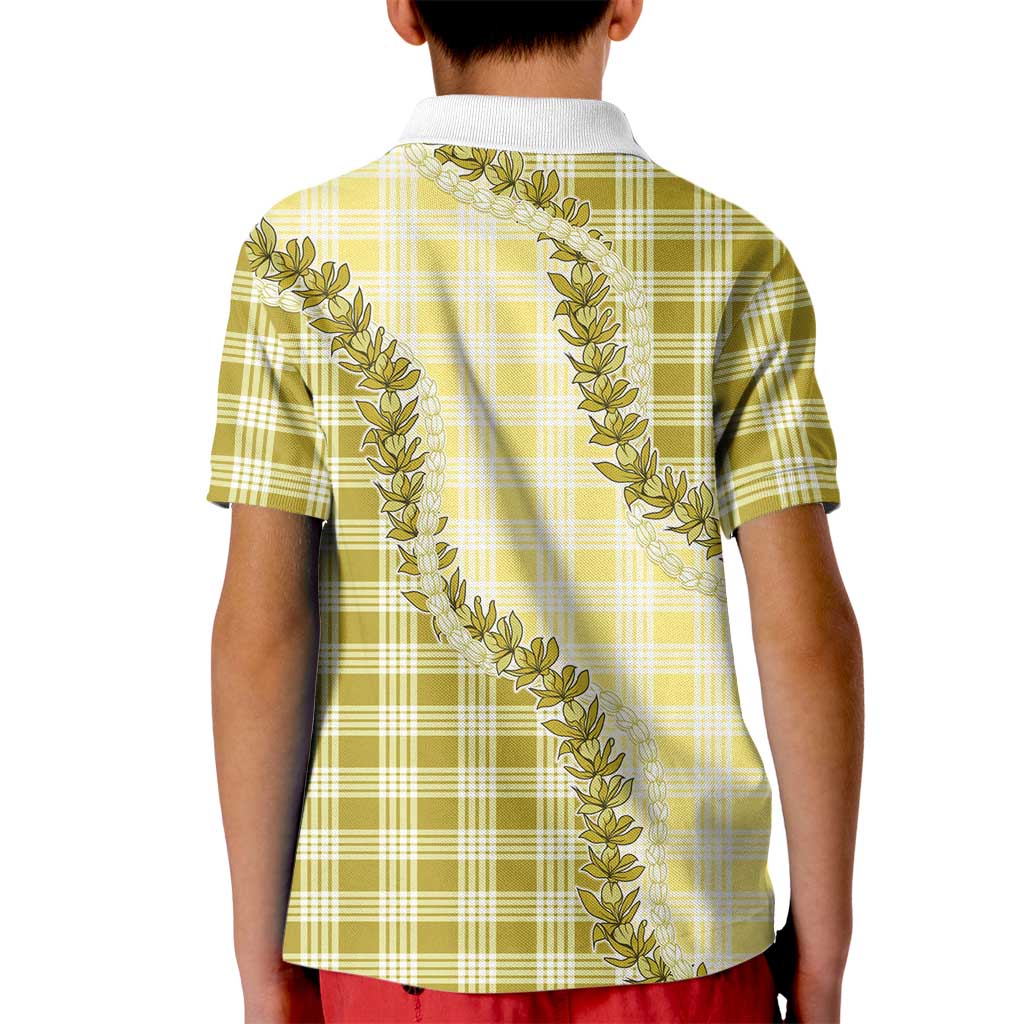 Yellow Hawaii Palaka Kid Polo Shirt Hawaiian Pikake Lei LT05 - Polynesian Pride