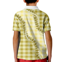 Yellow Hawaii Palaka Kid Polo Shirt Hawaiian Pikake Lei LT05 - Polynesian Pride