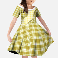Yellow Hawaii Palaka Kid Short Sleeve Dress Hawaiian Pikake Lei LT05 KID Yellow - Polynesian Pride