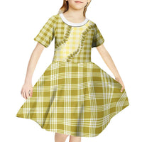 Yellow Hawaii Palaka Kid Short Sleeve Dress Hawaiian Pikake Lei LT05 - Polynesian Pride
