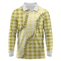 Yellow Hawaii Palaka Long Sleeve Polo Shirt Hawaiian Pikake Lei LT05 Yellow - Polynesian Pride