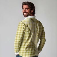 Yellow Hawaii Palaka Long Sleeve Polo Shirt Hawaiian Pikake Lei LT05 - Polynesian Pride