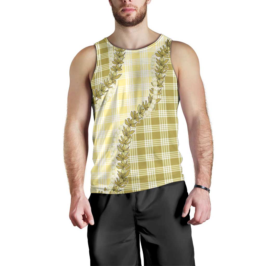 Yellow Hawaii Palaka Men Tank Top Hawaiian Pikake Lei