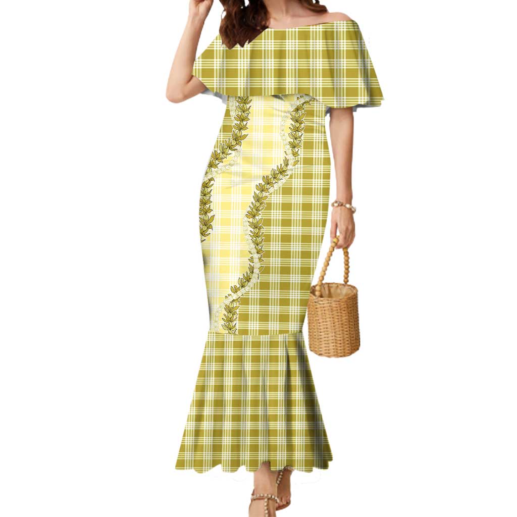 Yellow Hawaii Palaka Mermaid Dress Hawaiian Pikake Lei LT05 Women Yellow - Polynesian Pride