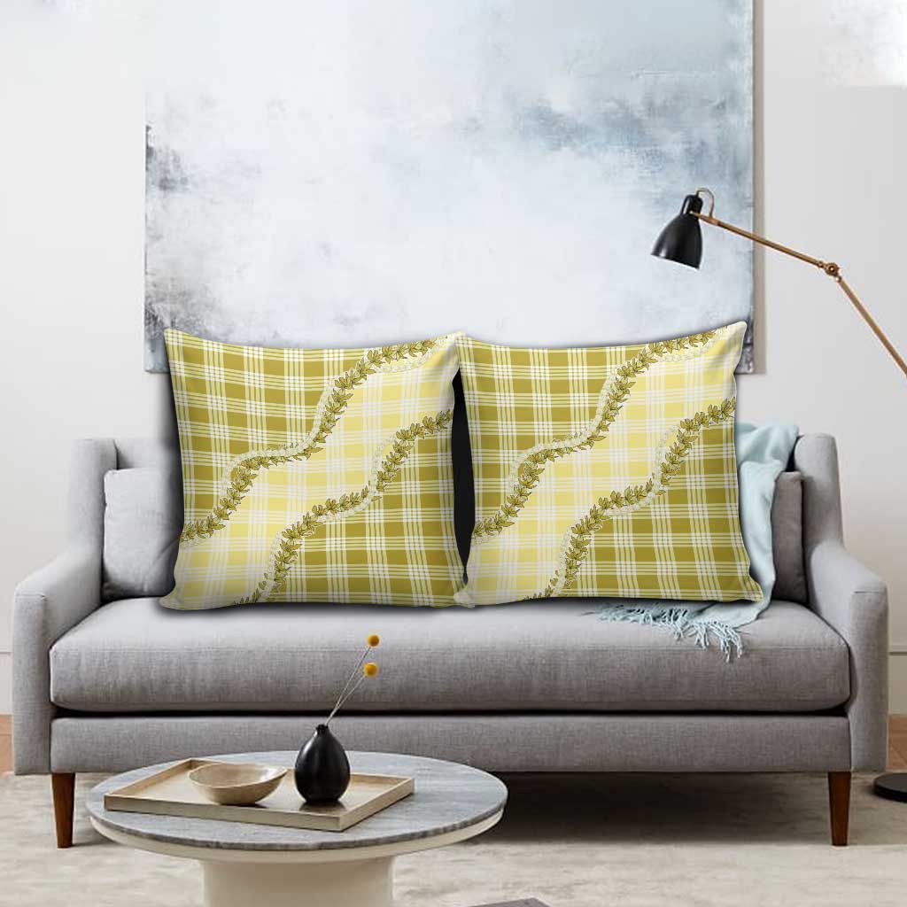 Yellow Hawaii Palaka Pillow Cover Hawaiian Pikake Lei