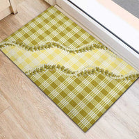 Yellow Hawaii Palaka Rubber Doormat Hawaiian Pikake Lei