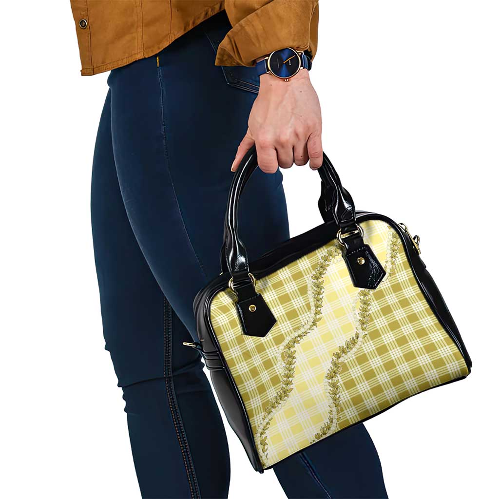 Yellow Hawaii Palaka Shoulder Handbag Hawaiian Pikake Lei