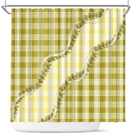 Yellow Hawaii Palaka Shower Curtain Hawaiian Pikake Lei