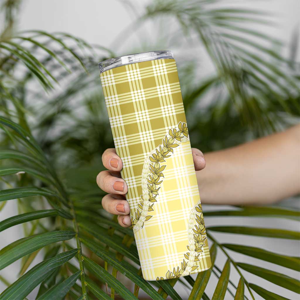 Yellow Hawaii Palaka Skinny Tumbler Hawaiian Pikake Lei