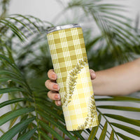 Yellow Hawaii Palaka Skinny Tumbler Hawaiian Pikake Lei