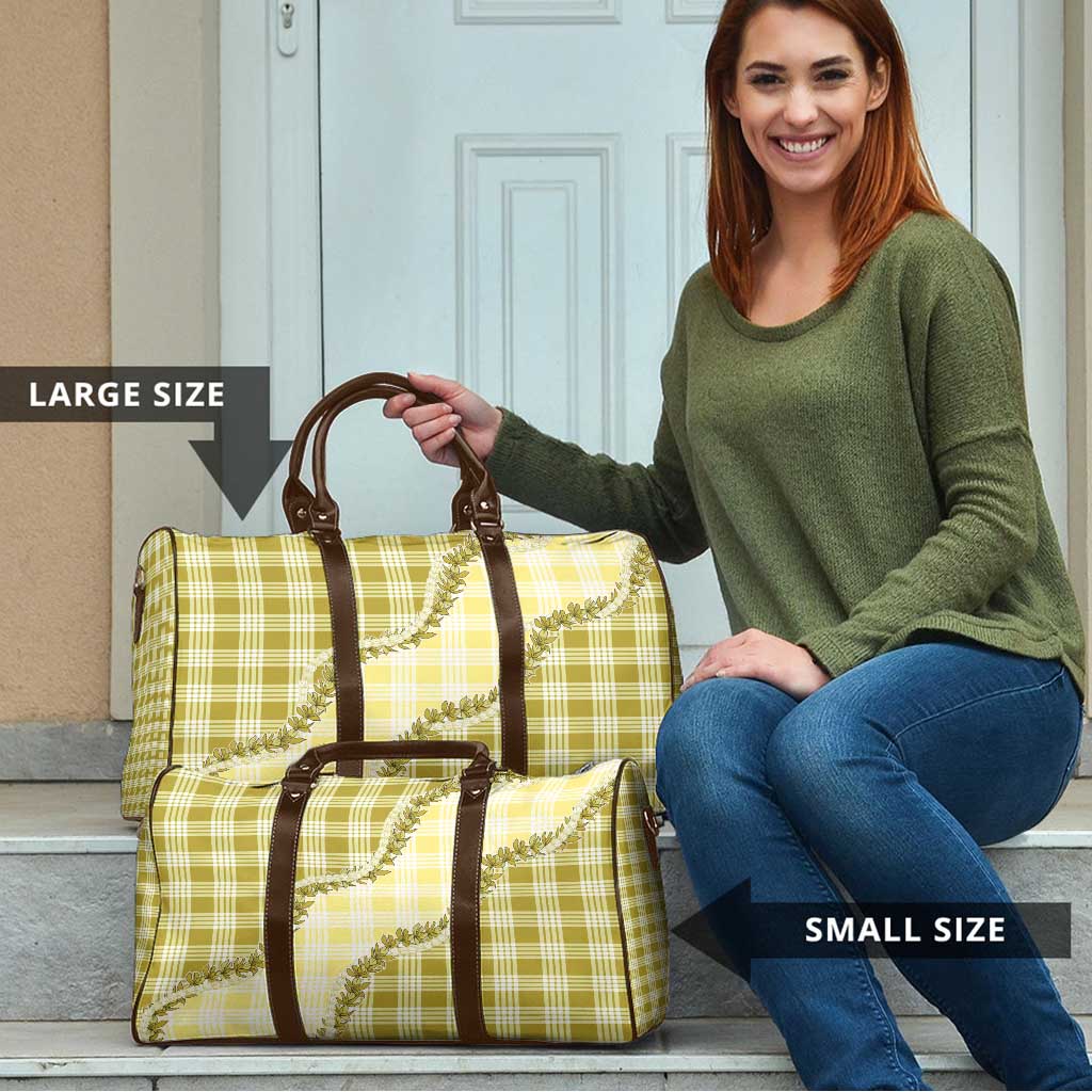 Yellow Hawaii Palaka Travel Bag Hawaiian Pikake Lei