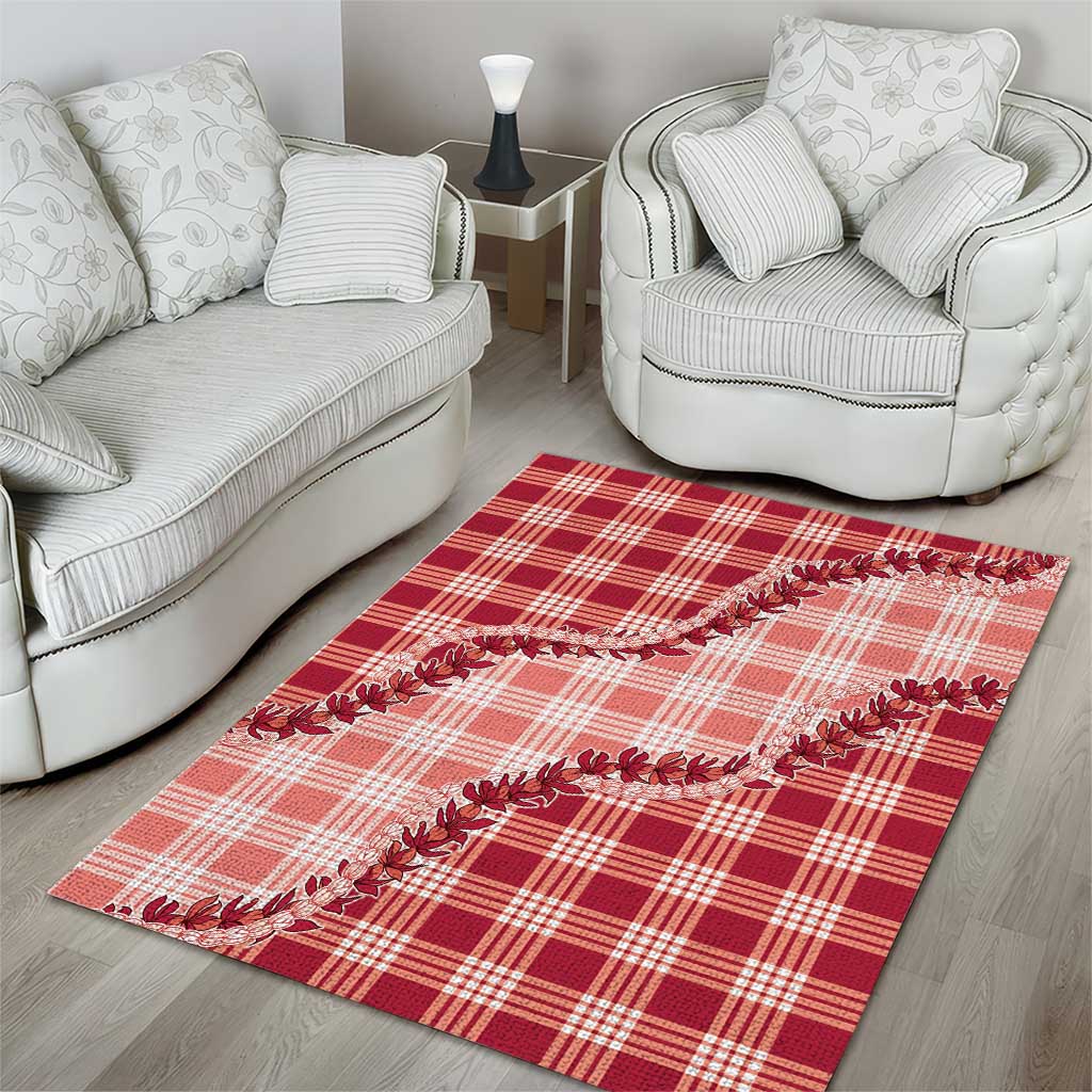 Red Hawaii Palaka Area Rug Hawaiian Pikake Lei