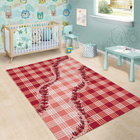 Red Hawaii Palaka Area Rug Hawaiian Pikake Lei