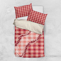 Red Hawaii Palaka Bedding Set Hawaiian Pikake Lei