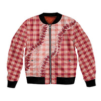 Red Hawaii Palaka Bomber Jacket Hawaiian Pikake Lei