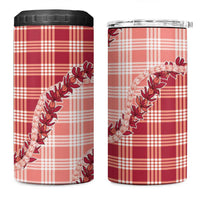 Red Hawaii Palaka 4 in 1 Can Cooler Tumbler Hawaiian Pikake Lei