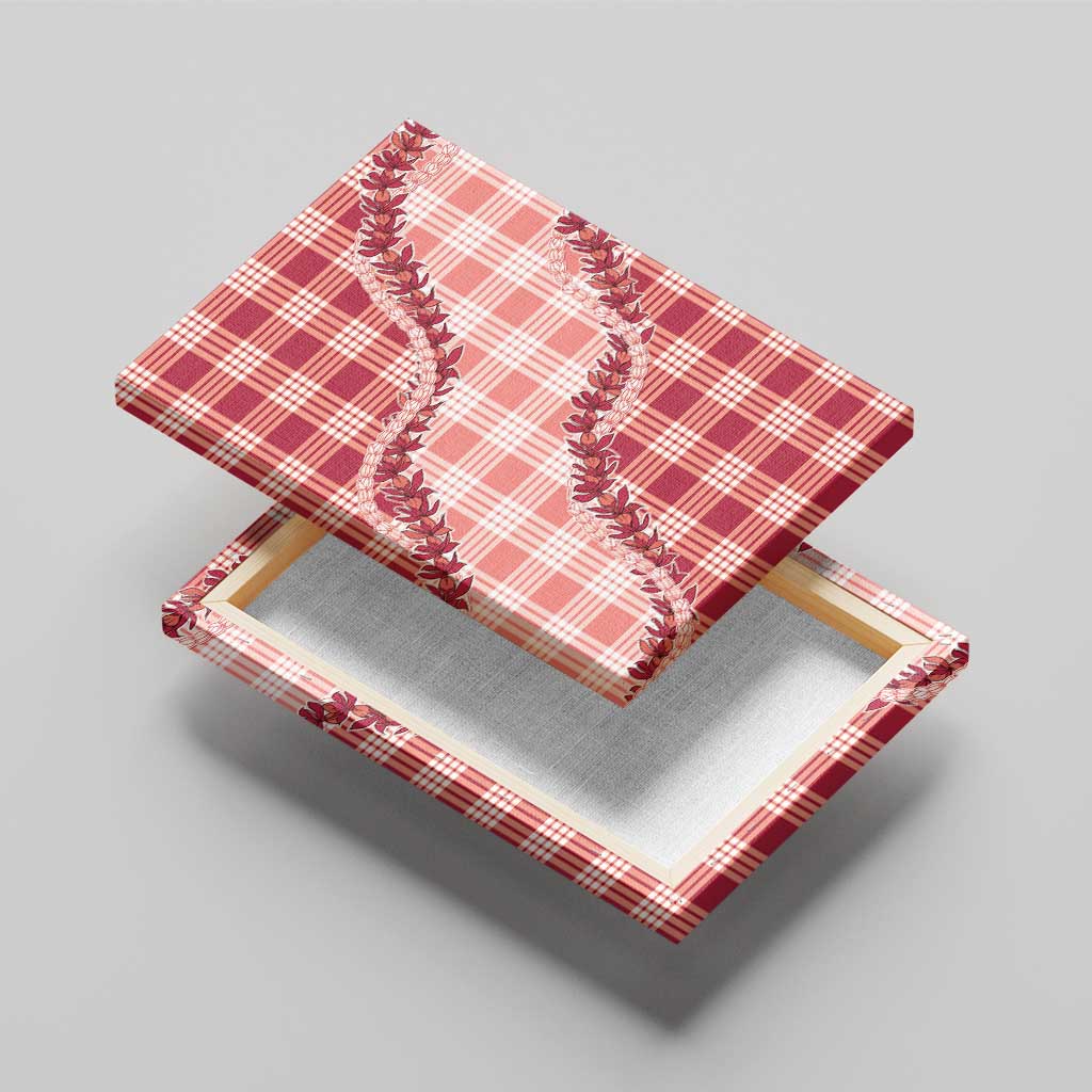 Red Hawaii Palaka Canvas Wall Art Hawaiian Pikake Lei