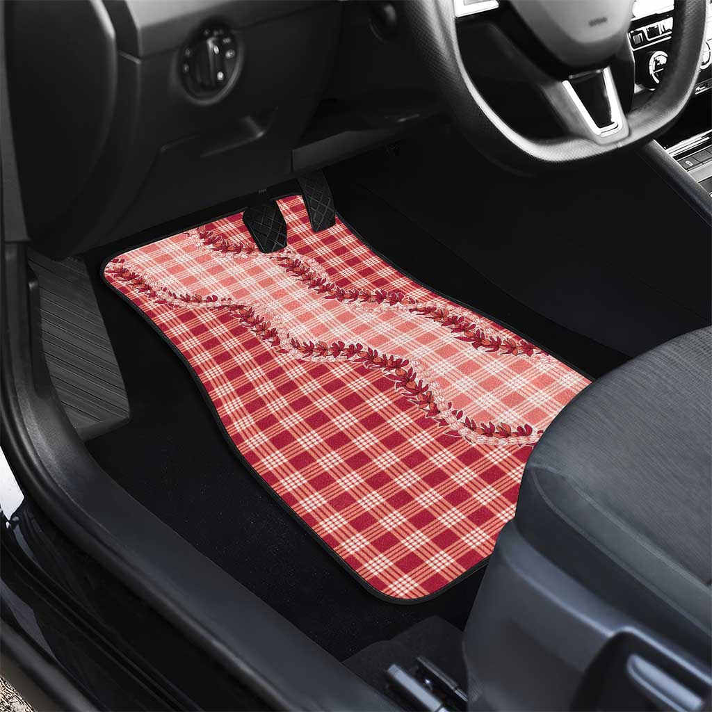 Red Hawaii Palaka Car Mats Hawaiian Pikake Lei