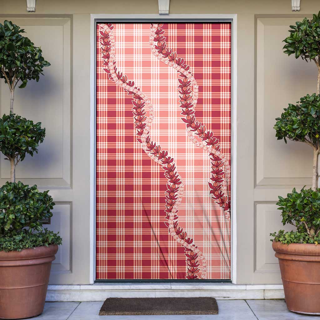 Red Hawaii Palaka Door Cover Hawaiian Pikake Lei