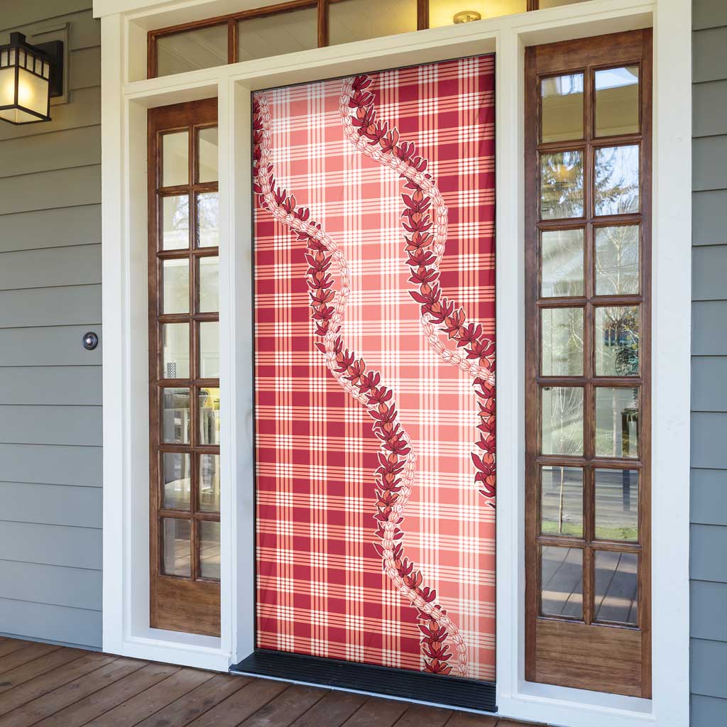 Red Hawaii Palaka Door Cover Hawaiian Pikake Lei