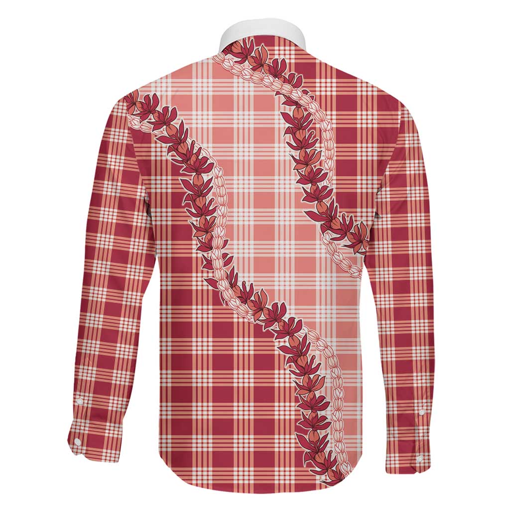 Red Hawaii Palaka Family Matching Summer Maxi Dress and Hawaiian Shirt Hawaiian Pikake Lei