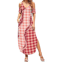 Red Hawaii Palaka Family Matching Summer Maxi Dress and Hawaiian Shirt Hawaiian Pikake Lei
