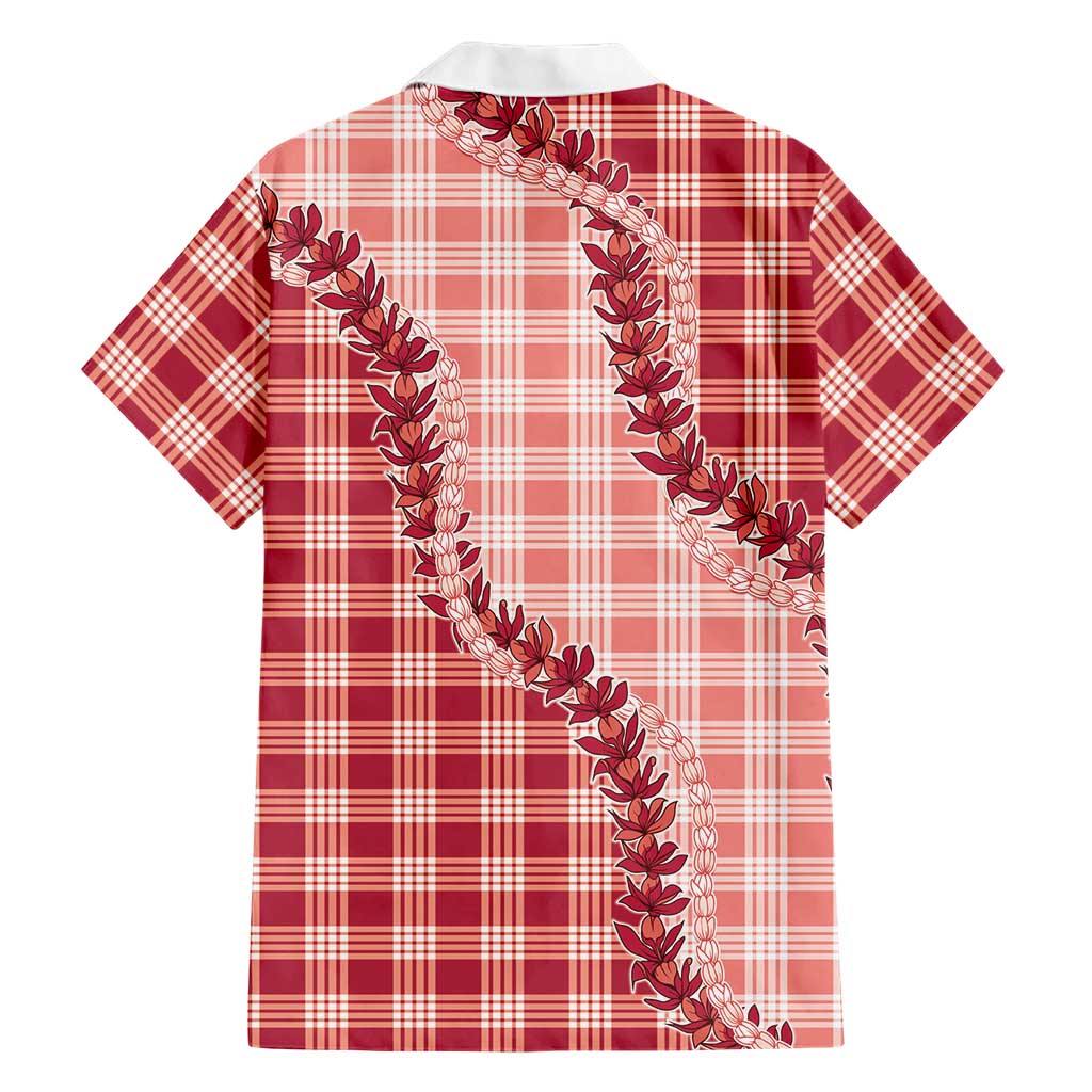 Red Hawaii Palaka Hawaiian Shirt Hawaiian Pikake Lei