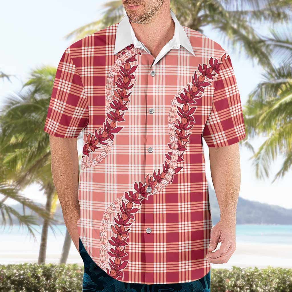 Red Hawaii Palaka Hawaiian Shirt Hawaiian Pikake Lei