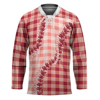 Red Hawaii Palaka Hockey Jersey Hawaiian Pikake Lei