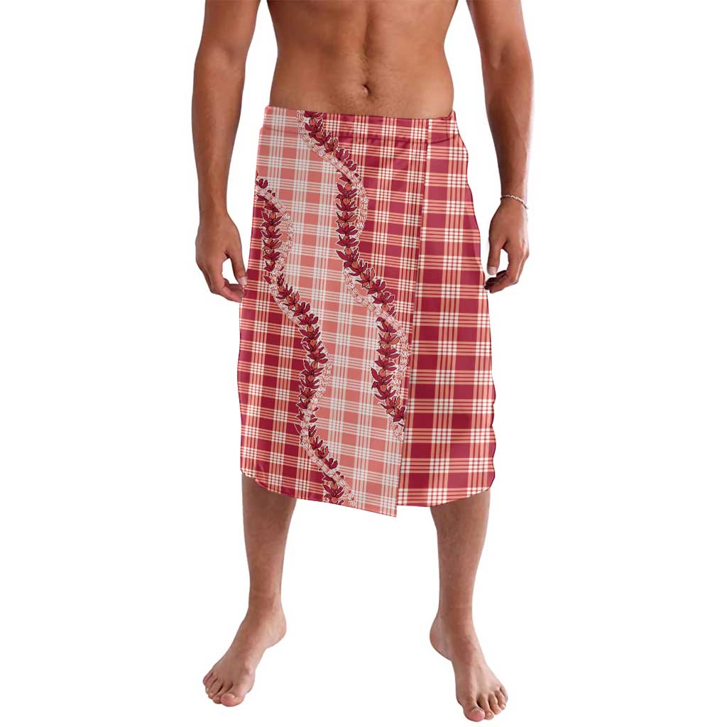 Red Hawaii Palaka Lavalava Hawaiian Pikake Lei