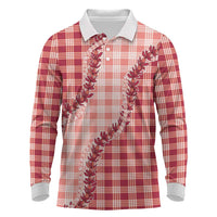 Red Hawaii Palaka Long Sleeve Polo Shirt Hawaiian Pikake Lei